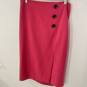 Ann Taylor Vibrant Pink Pencil Skirt with Button Accents